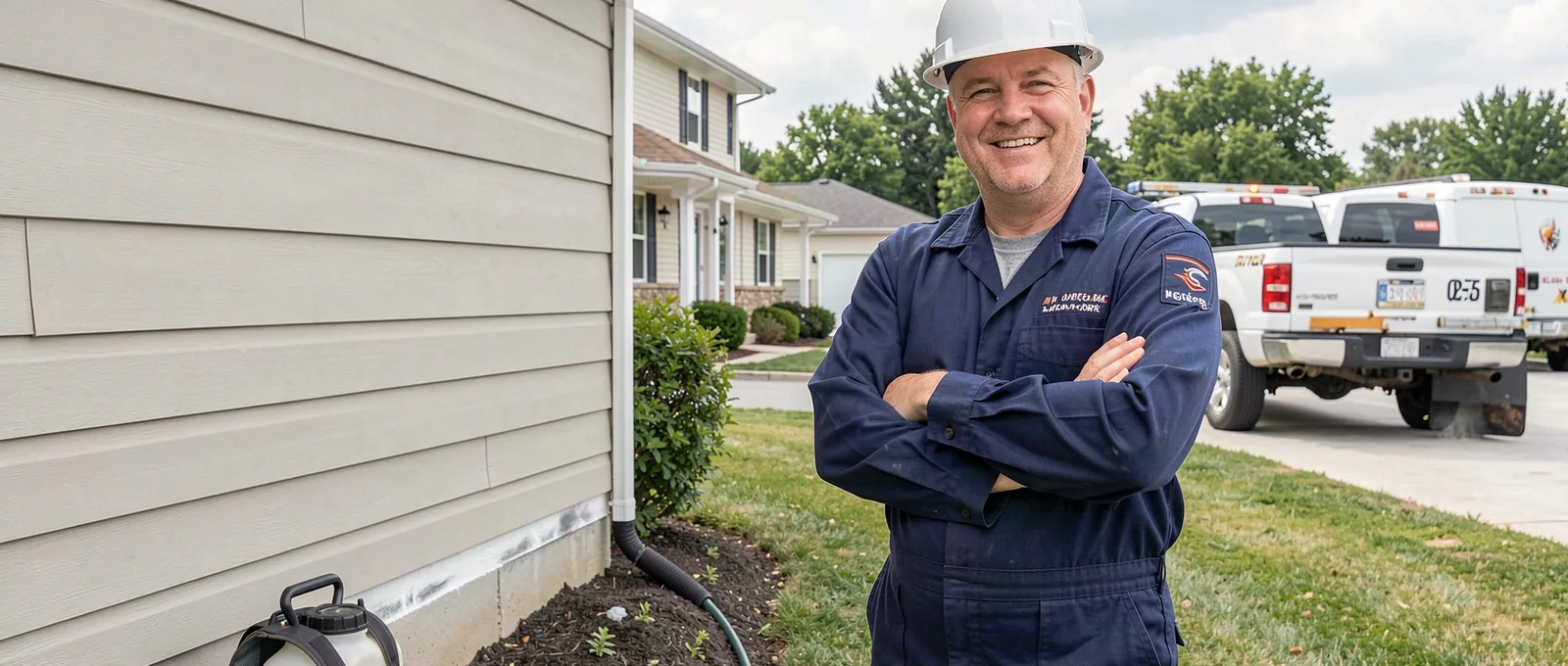 Pest control contractor on a job site in Dothan, AL